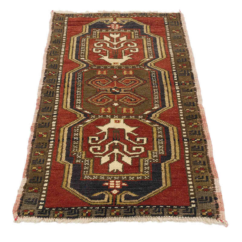 El Dokuma Vintage Halı - 51 cm x 100 cm - K0074718