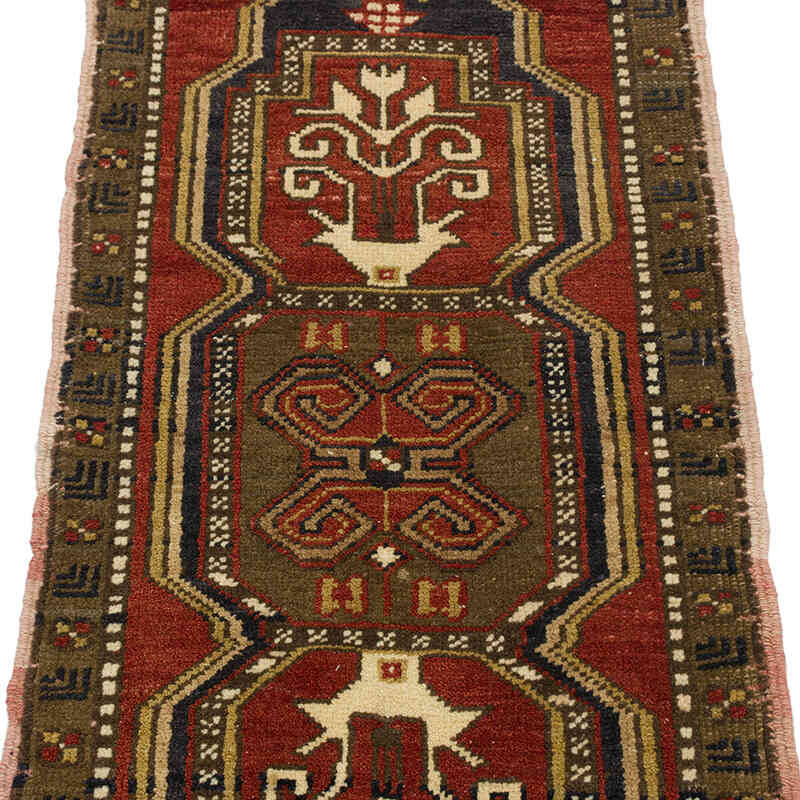 El Dokuma Vintage Halı - 51 cm x 100 cm - K0074718