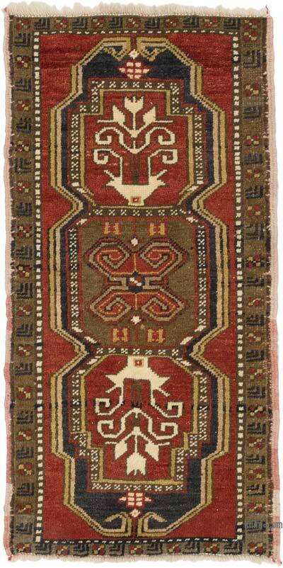El Dokuma Vintage Halı - 51 cm x 100 cm