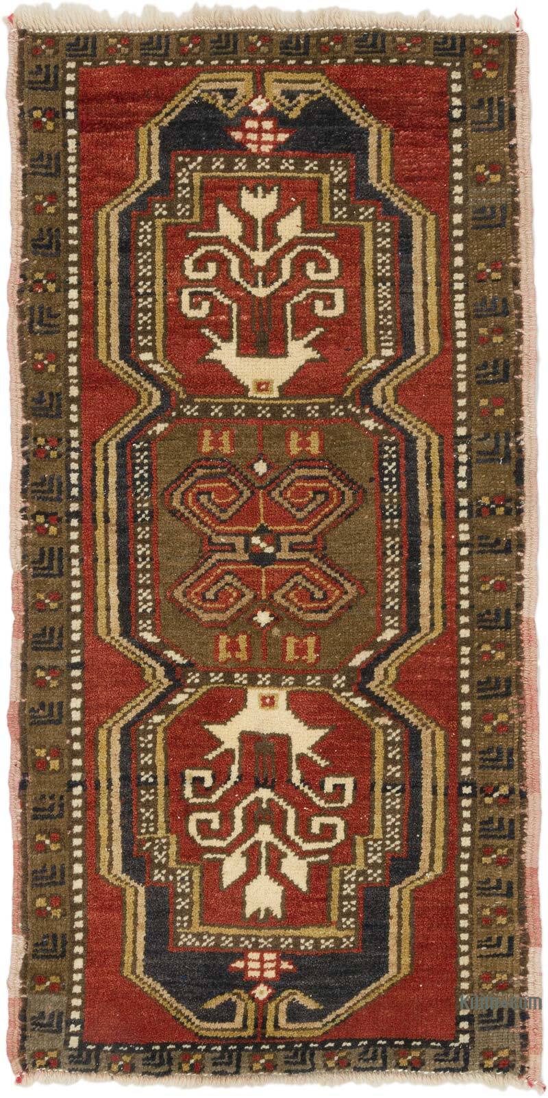 El Dokuma Vintage Halı - 51 cm x 100 cm - K0074718