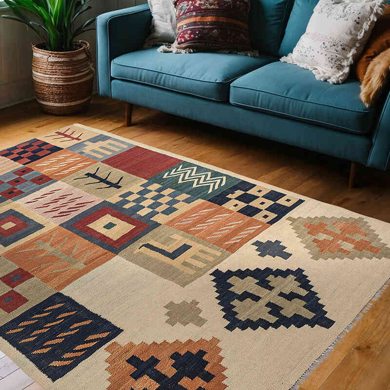 Yeni Kök Boya El Dokuma Kilim - 148 cm x 206 cm - K0074788