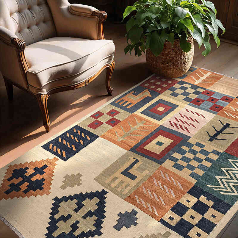 Yeni Kök Boya El Dokuma Kilim - 148 cm x 206 cm - K0074788