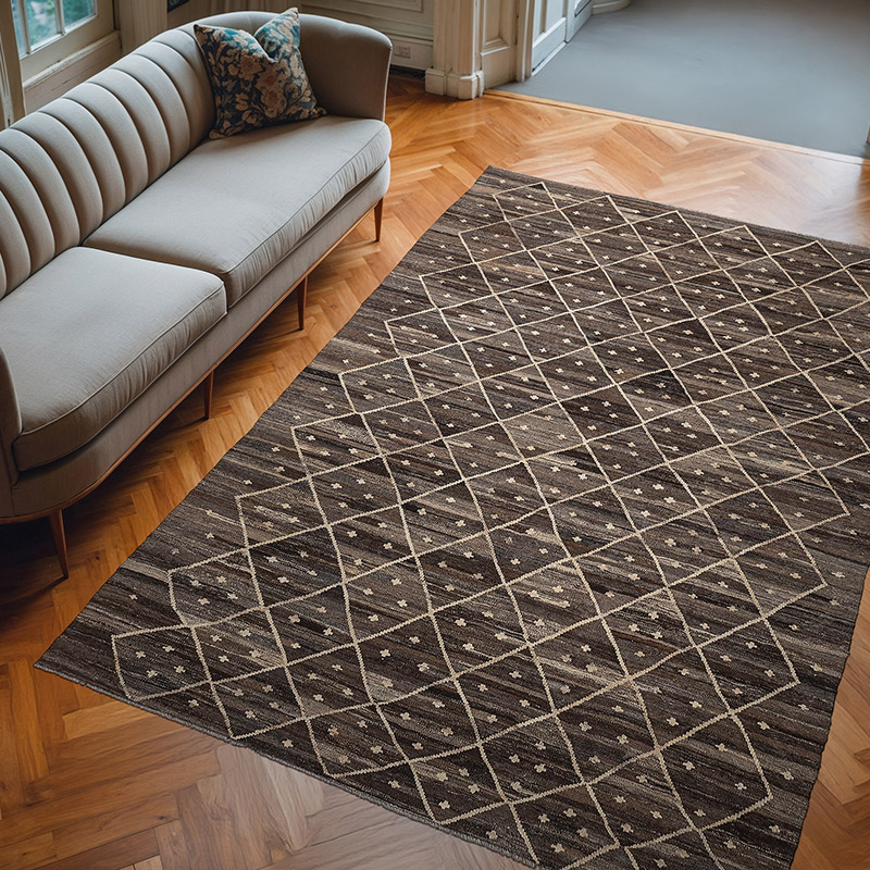 New Hand-Woven Kilim Rug - 6' 11" x 9' 10" (83" x 118") - K0074816