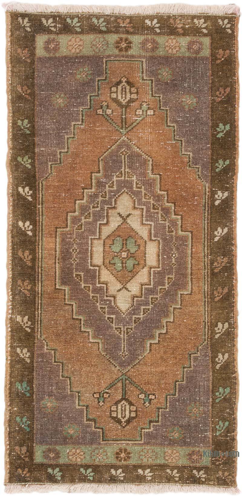 Alfombra Vintage Turca Anudada a Mano - 48 cm x 99 cm - K0074850