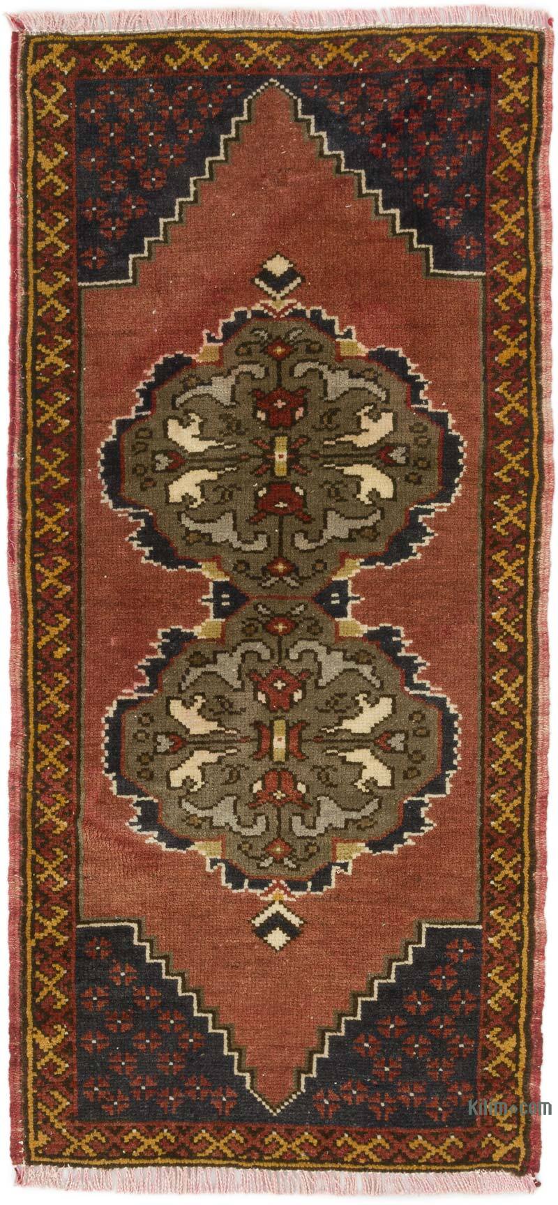 El Dokuma Vintage Halı - 51 cm x 106 cm - K0074869