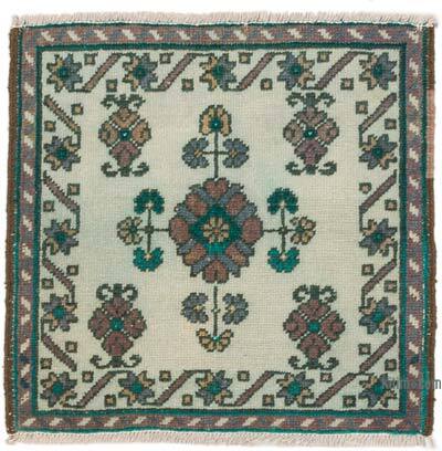 El Dokuma Vintage Halı - 53 cm x 50 cm