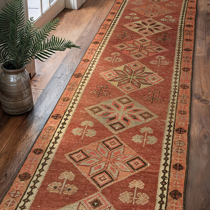 Vintage Tribal Runner Rug - 3' 3" x 11' 9" (39" x 141") - K0075020