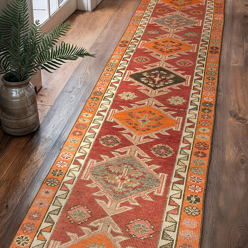 Alfombra Vintage de pasillo - 84 cm x 355 cm - K0075022