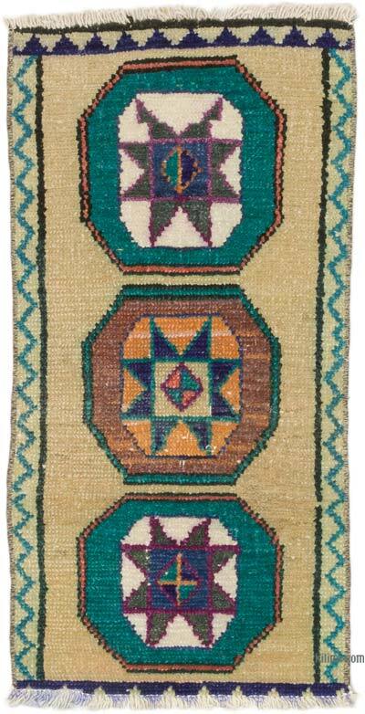 Alfombra Vintage Turca Anudada a Mano - 37 cm x 70 cm