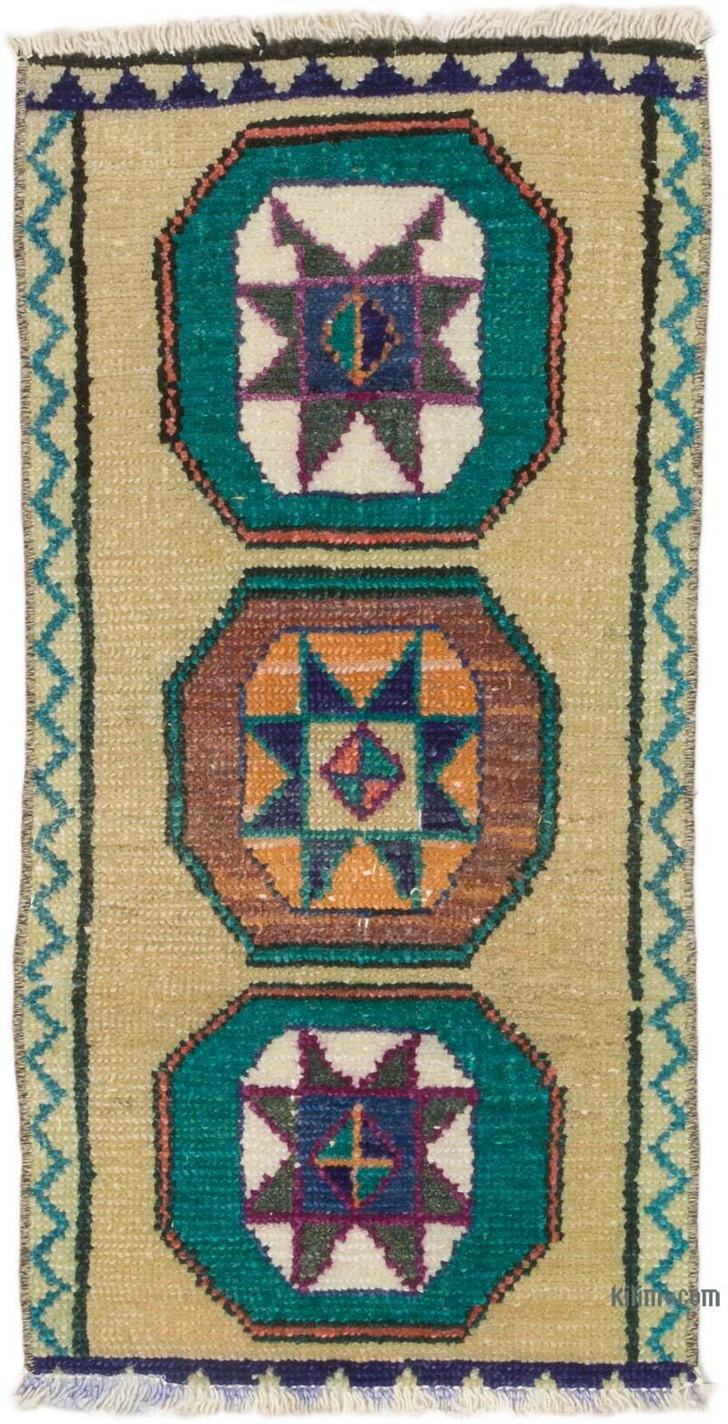 Alfombra Vintage Turca Anudada a Mano - 37 cm x 70 cm - K0075085