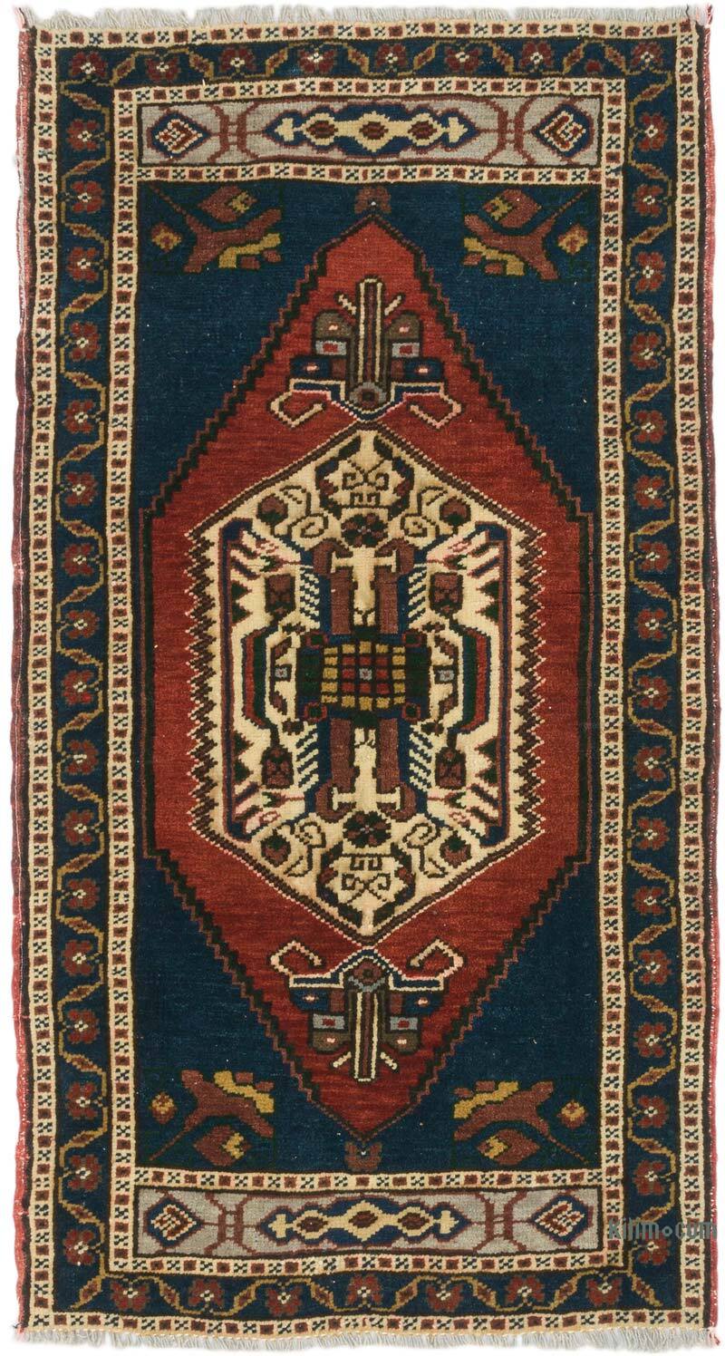 El Dokuma Vintage Halı - 58 cm x 107 cm - K0075088