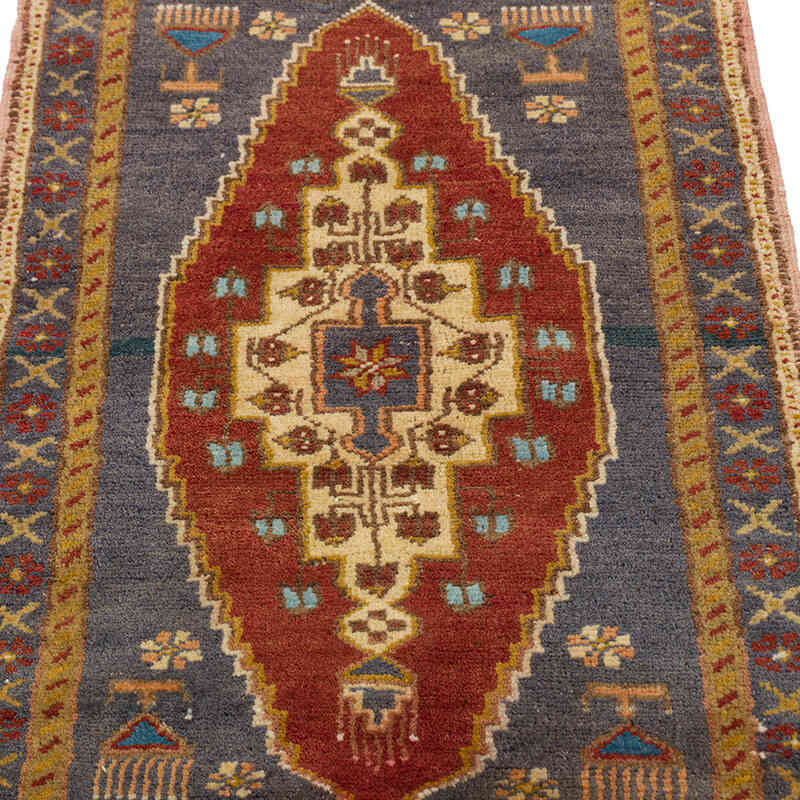 Alfombra Vintage Turca Anudada a Mano - 52 cm x 96 cm - K0075103