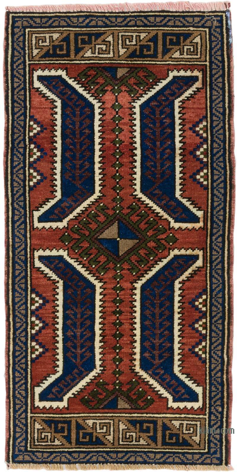 El Dokuma Vintage Halı - 51 cm x 100 cm - K0075125