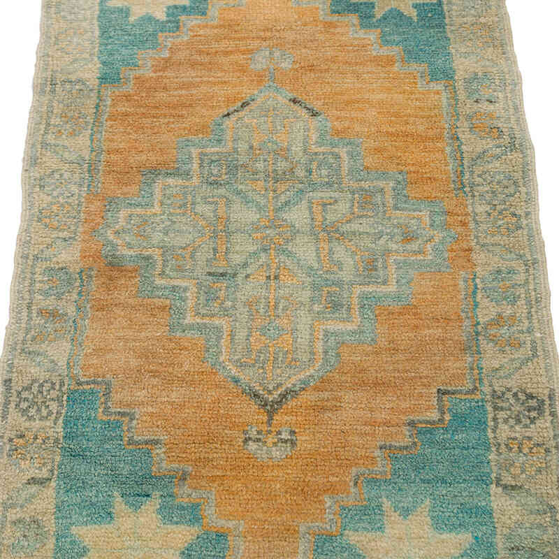 Orange Vintage Turkish Hand-Knotted Rug - 1' 7" x 2' 10" (19" x 34") - K0075130