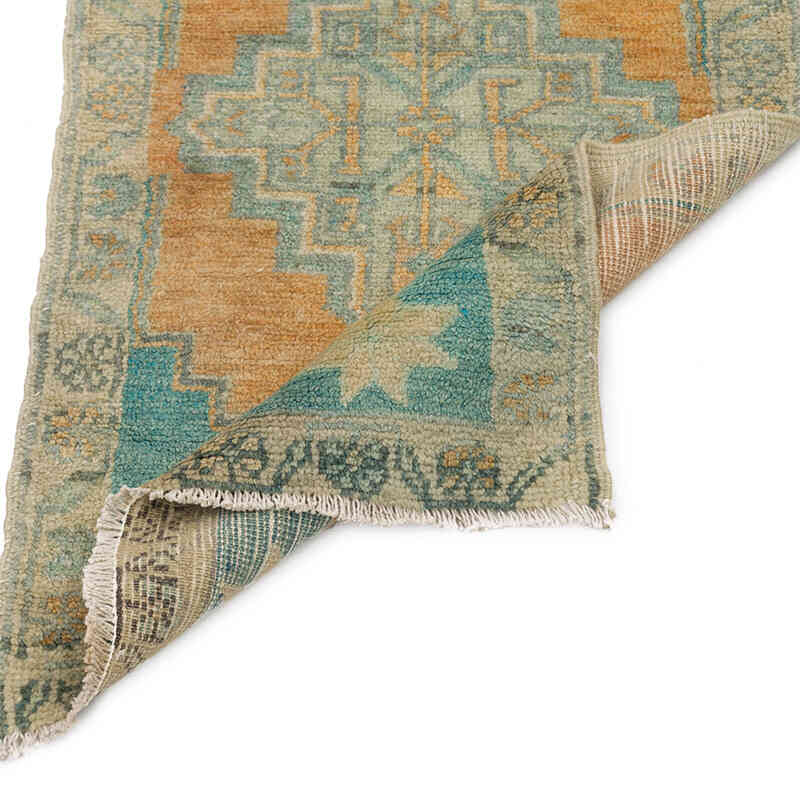 Orange Vintage Turkish Hand-Knotted Rug - 1' 7" x 2' 10" (19" x 34") - K0075130