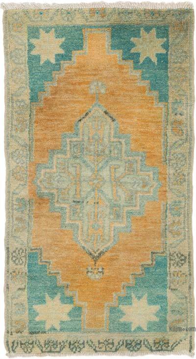Orange Vintage Turkish Hand-Knotted Rug - 1' 7" x 2' 10" (19" x 34")