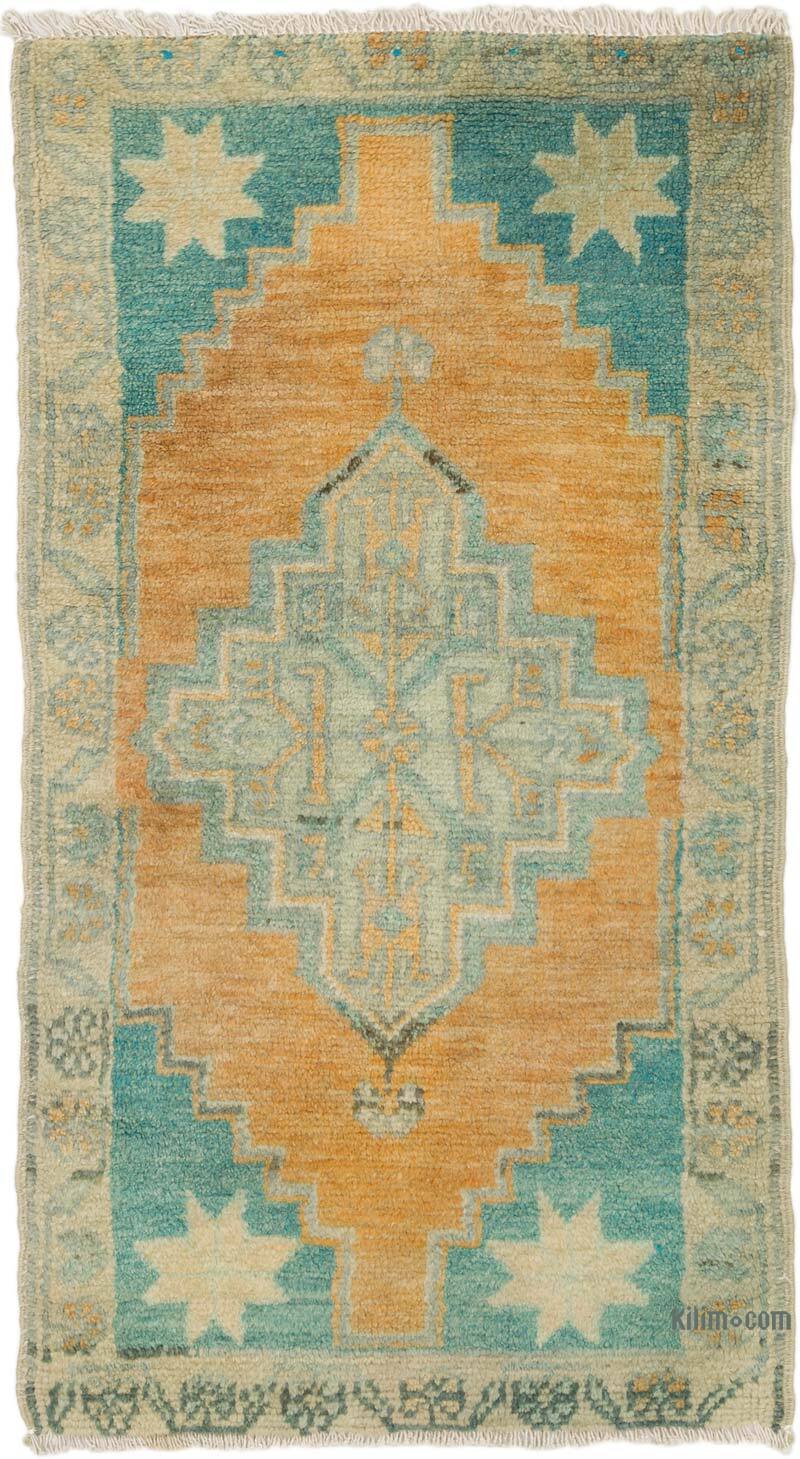 Orange Vintage Turkish Hand-Knotted Rug - 1' 7" x 2' 10" (19" x 34") - K0075130
