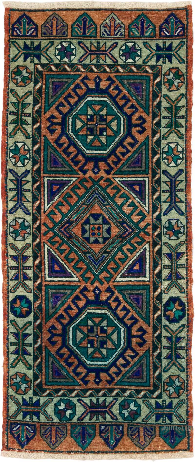 Vintage Turkish Hand-Knotted Rug - 1' 9" x 4'  (21" x 48") - K0075135