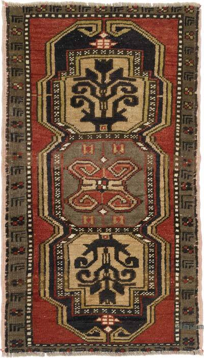 El Dokuma Vintage Halı - 56 cm x 91 cm
