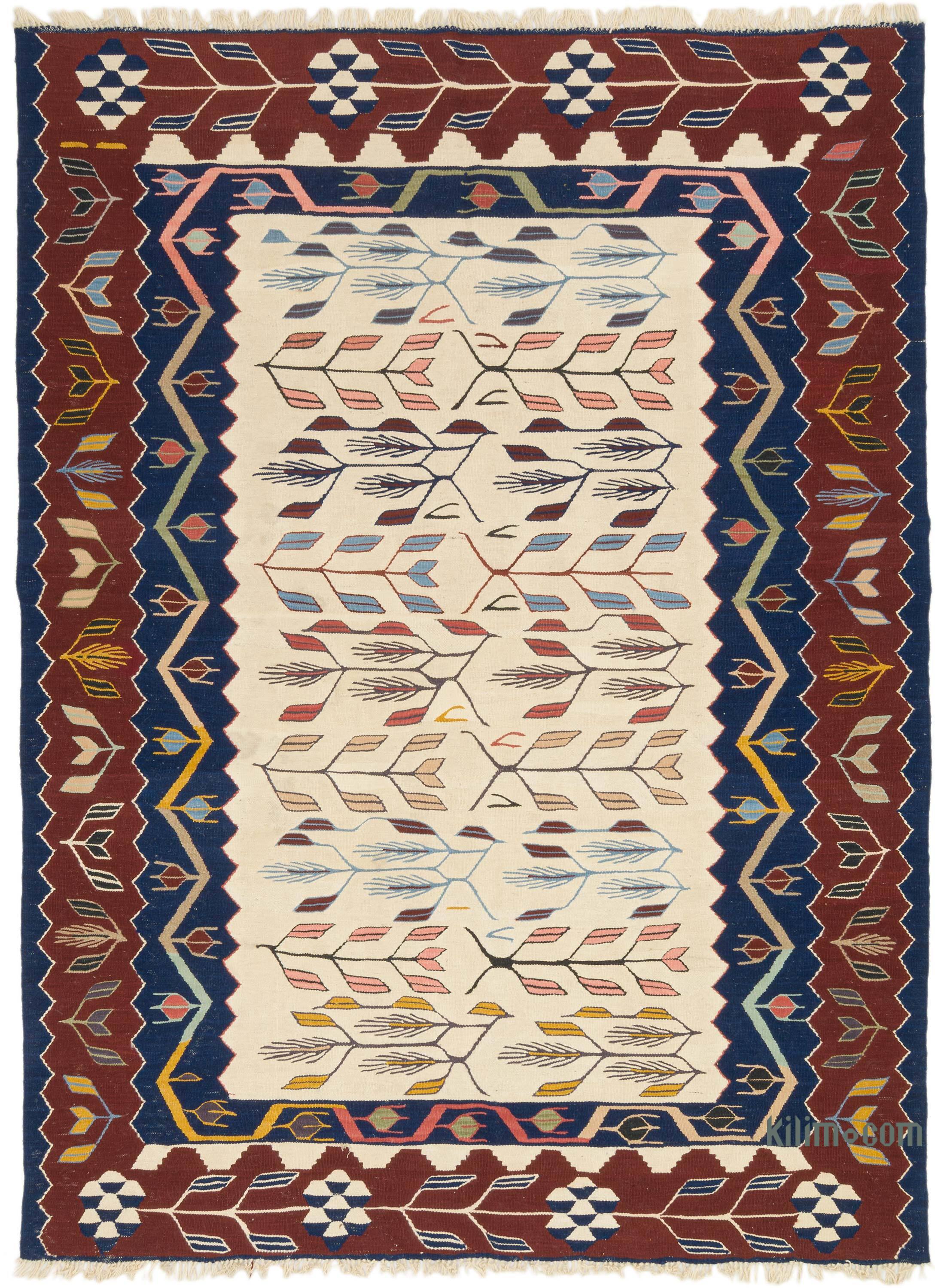 Vintage Intricate Handwoven Flatweave Kilim Rug hot in Brilliant Colors