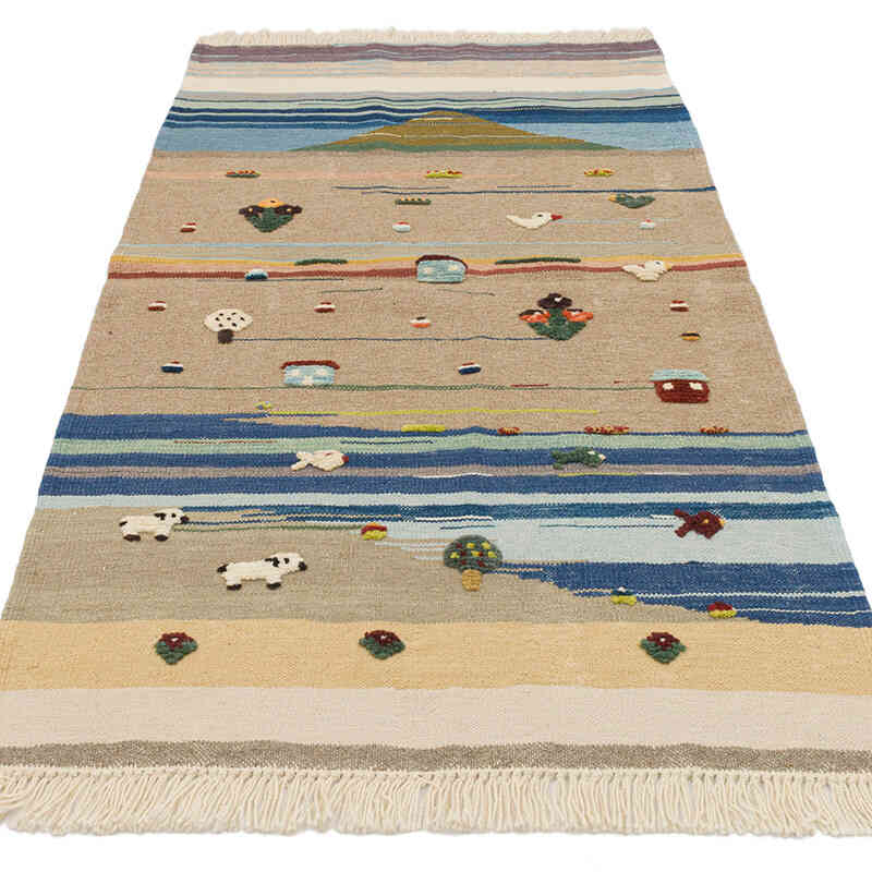 New Handwoven Turkish Kilim Rug - 3' 1" x 5' 8" (37" x 68") - K0075197