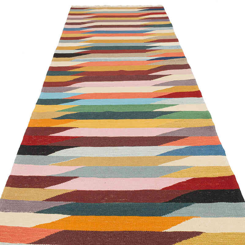 New Handwoven Turkish Kilim Runner - 3' 1" x 13' 2" (37" x 158") - K0075202