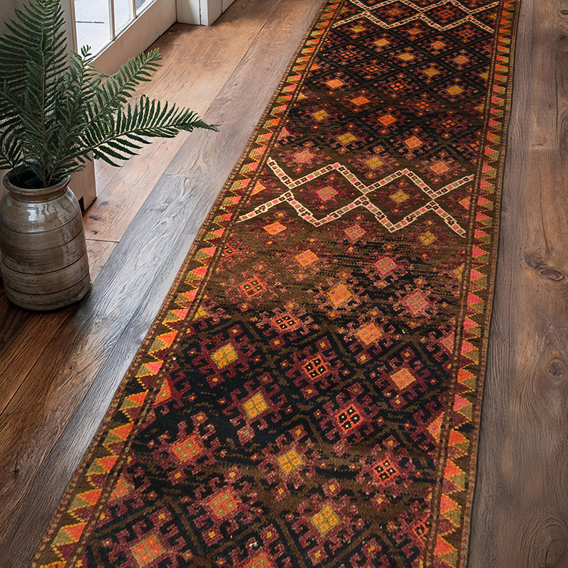 Vintage Tribal Runner Rug - 3' 2" x 12' 9" (38" x 153") - K0075410