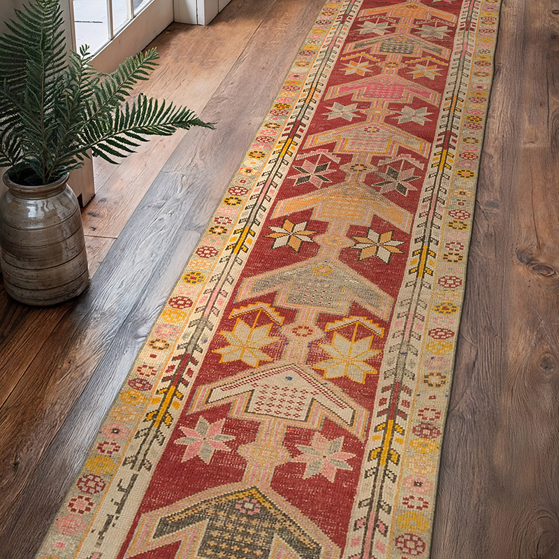 Alfombra Vintage de pasillo - 87 cm x 392 cm - K0075418
