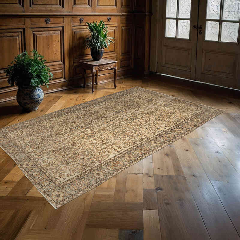 Alfombra Vintage Turca Anudada a Mano - 158 cm x 265 cm - K0075580