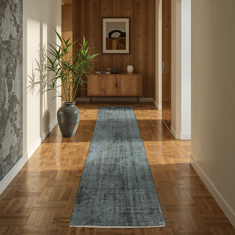 Over-dyed Vintage Hand-Knotted Turkish Runner - 3'  x 9' 9" (36" x 117") - K0075609