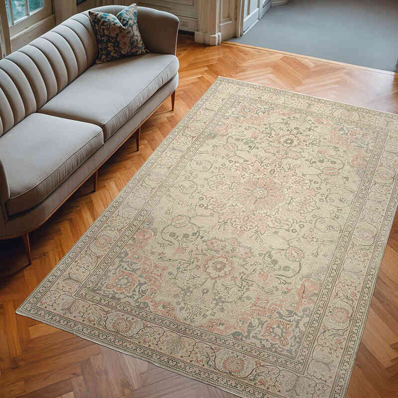 Alfombra Vintage Turca Anudada a Mano - 193 cm x 290 cm - K0075632