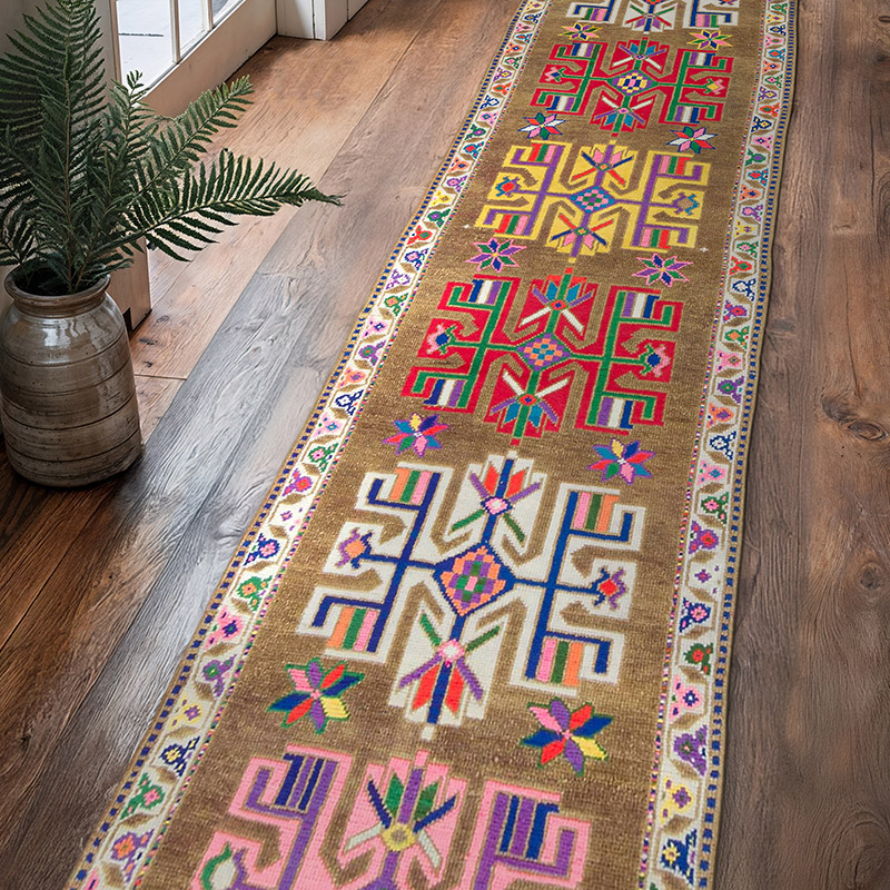 Alfombra Vintage de pasillo - 92 cm x 404 cm - K0075896