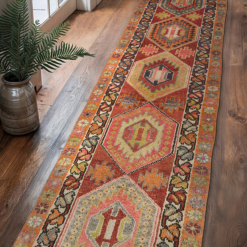Alfombra Vintage de pasillo - 93 cm x 368 cm - K0075908
