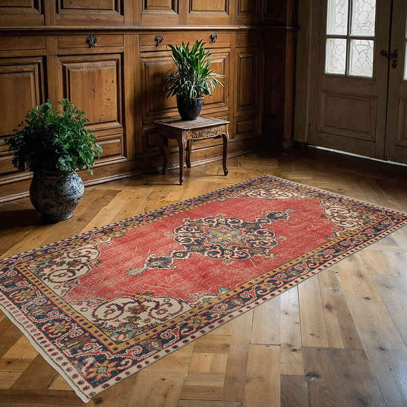 Alfombra Vintage Turca Anudada a Mano - 115 cm x 223 cm - K0075940