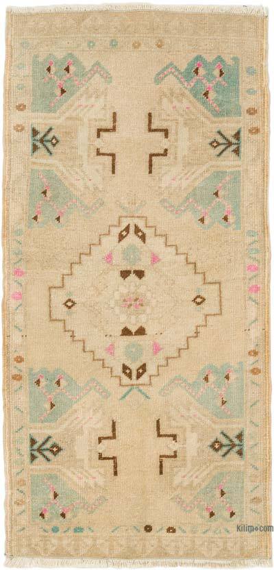 Alfombra Vintage Turca Anudada a Mano - 52 cm x 106 cm