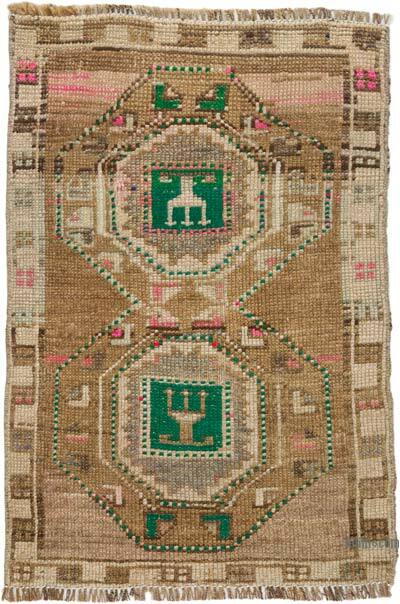 El Dokuma Vintage Halı - 54 cm x 77 cm