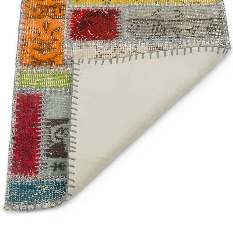 Patchwork Hand-Knotted Turkish Rug - 1' 7" x 3'  (19" x 36") - K0076237