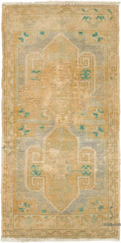 Vintage Turkish Hand-Knotted Rug - 1' 7" x 3' 2" (19" x 38")