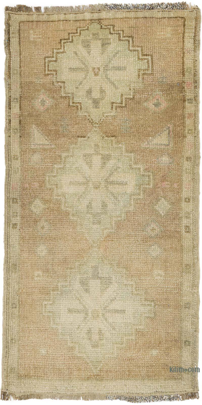 El Dokuma Vintage Halı - 51 cm x 100 cm - K0076449