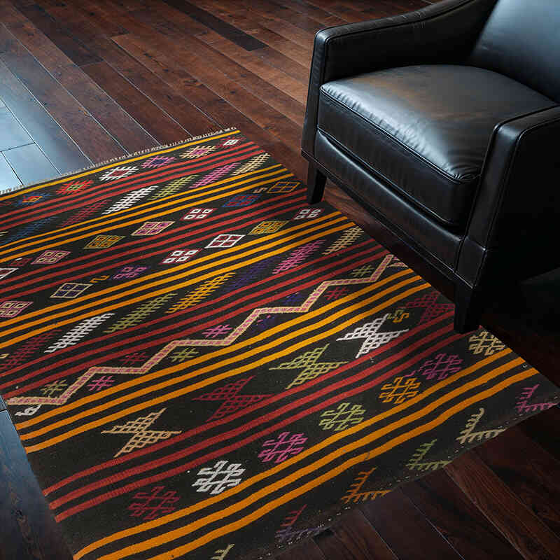 Alfombra Vintage Anatolian Kilim - 122 cm x 156 cm - K0076451