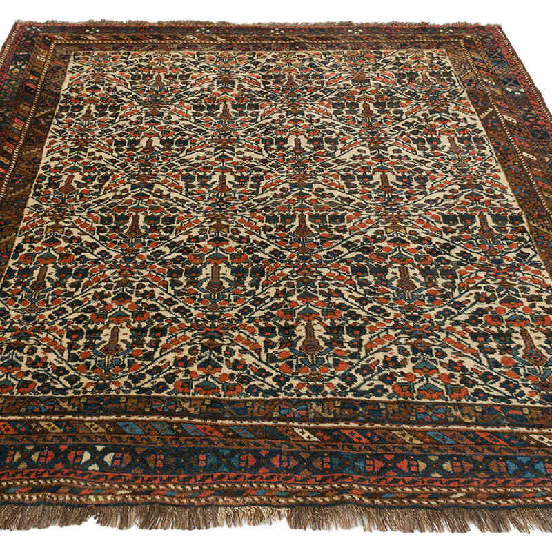 Vintage Hand-Knotted Oriental Rug - 4' 8" x 5' 5" (56" x 65") - K0076478