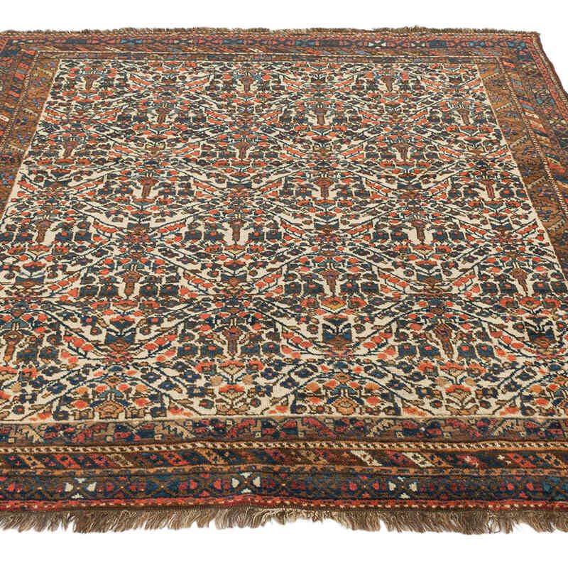Vintage Hand-Knotted Oriental Rug - 4' 8" x 5' 5" (56" x 65") - K0076478
