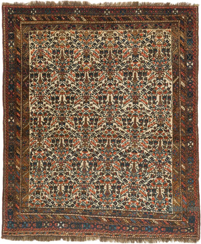 Vintage Hand-Knotted Oriental Rug - 4' 8" x 5' 5" (56" x 65") - K0076478