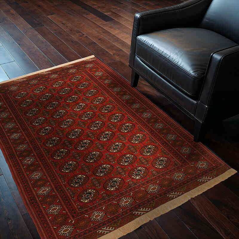 Alfombra Turcomana Antigua Anudada a Mano - 115 cm x 157 cm - K0076479