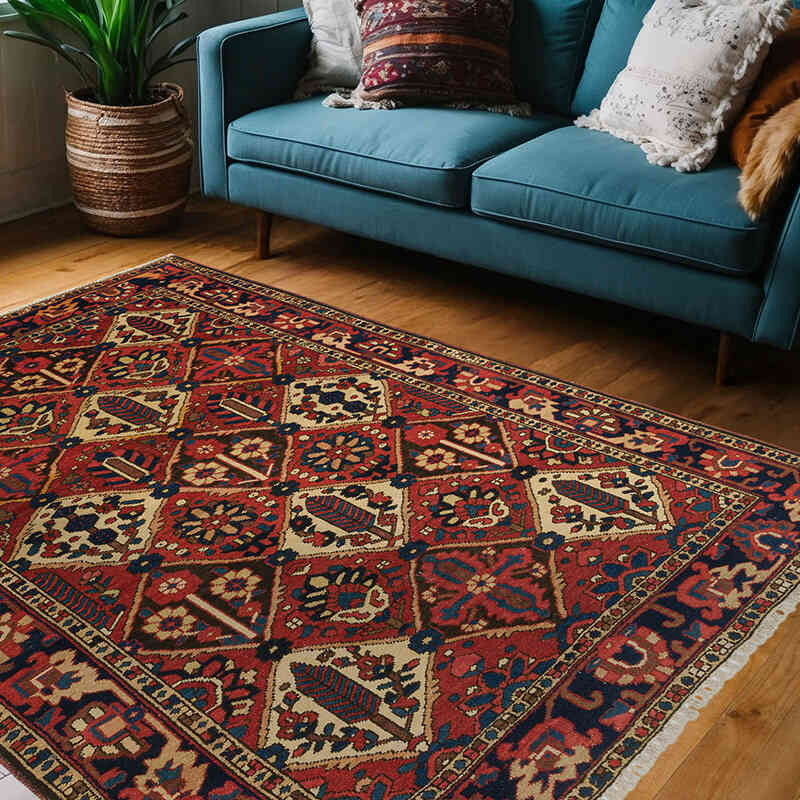 Vintage Hand-Knotted Oriental Rug - 5' 2" x 6' 9" (62" x 81") - K0076481