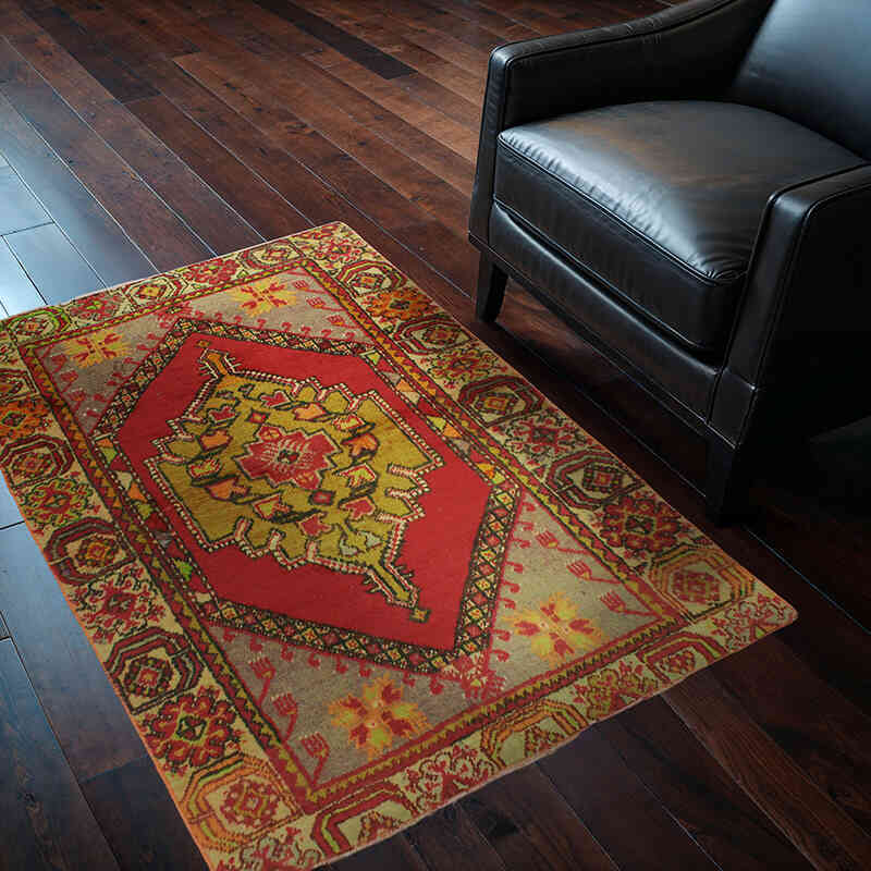 Vintage Turkish Hand-Knotted Runner - 3' 3" x 4' 6" (39" x 54") - K0076500
