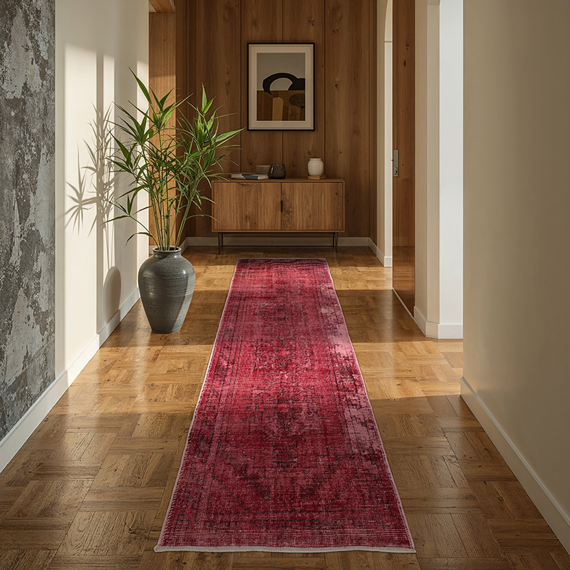 Alfombra de Pasillo Turca Vintage Sobreteñida - 90 cm x 280 cm - K0076506