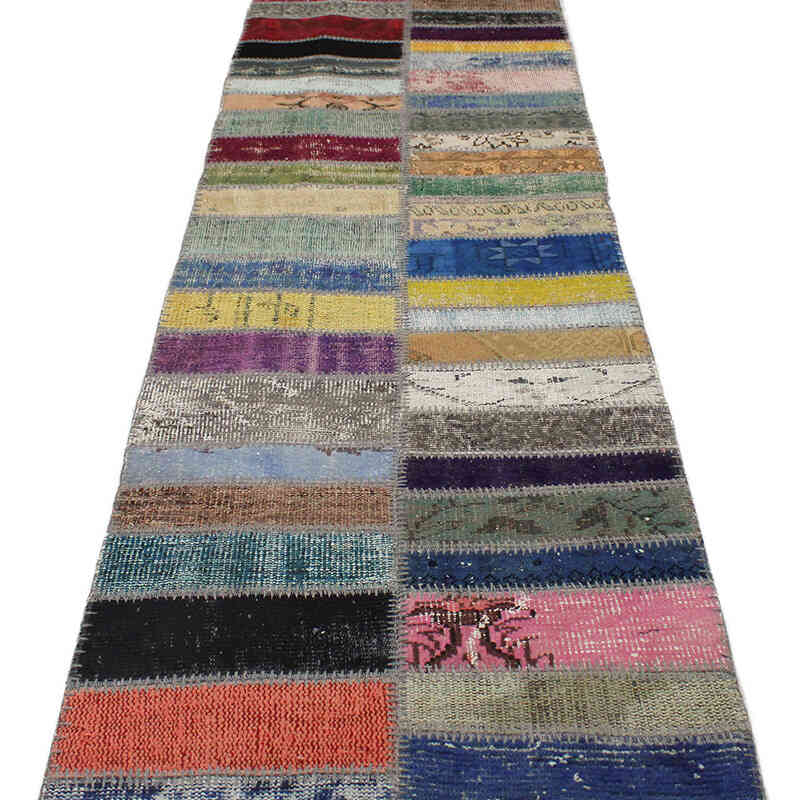 Patchwork Hand-Knotted Turkish Runner - 2' 7" x 10' 4" (31" x 124") - K0076525