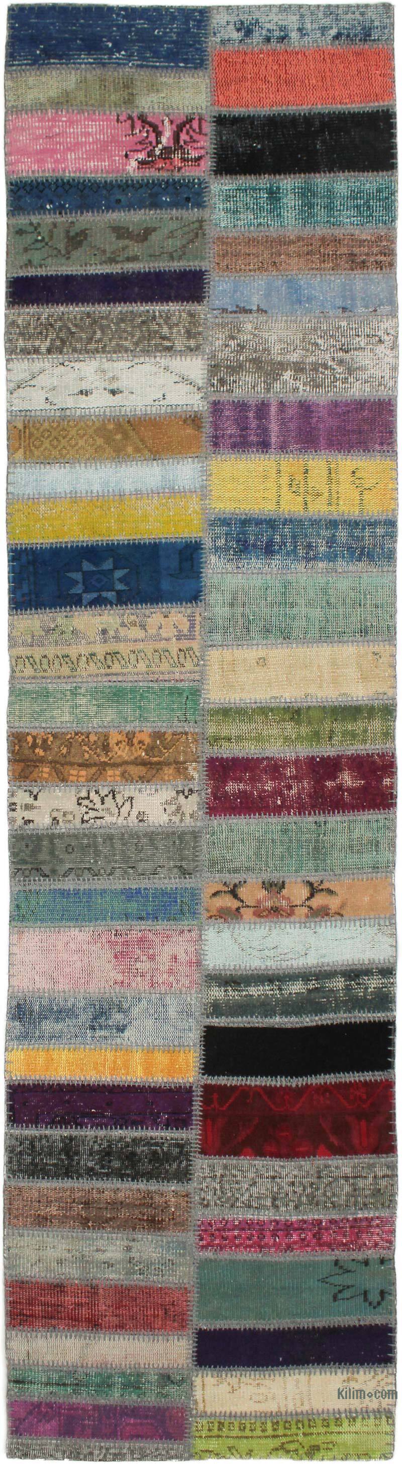 Patchwork Hand-Knotted Turkish Runner - 2' 7" x 10' 4" (31" x 124") - K0076525