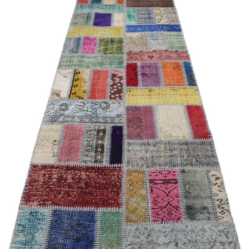 Boyalı Patchwork Halı - 90 cm x 306 cm - K0076528